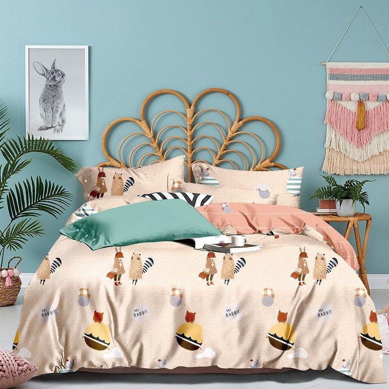 La literie colorée de 200TC 4pcs 3pcs a placé 1 taie d'oreiller de la feuille à plat 2 du drap-housse 1 de la couverture 1 de couette