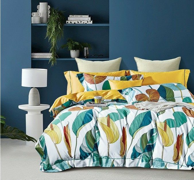 Ensemble de draps de lit 300 TC, 100% coton, housse de literie Queen, ensemble de couette personnalisé
