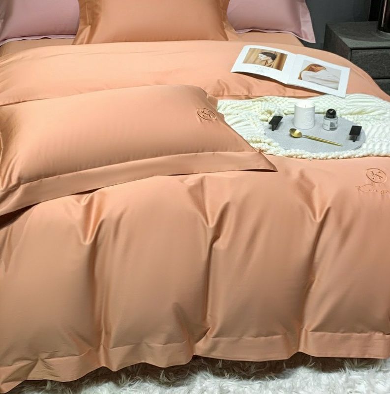 Ensembles de literie en bambou 100% biologique, housse de couette, linge de lit, teinture unie, Orange